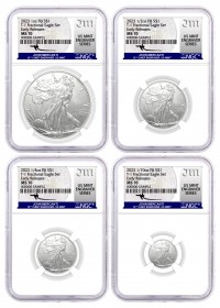 2023 Fiji Type 1 Fractional Silver Eagle 4 Coin Uncirculated Set NGC MS70 Early Releases Mercanti Signed U.S. Mint Engraver Series